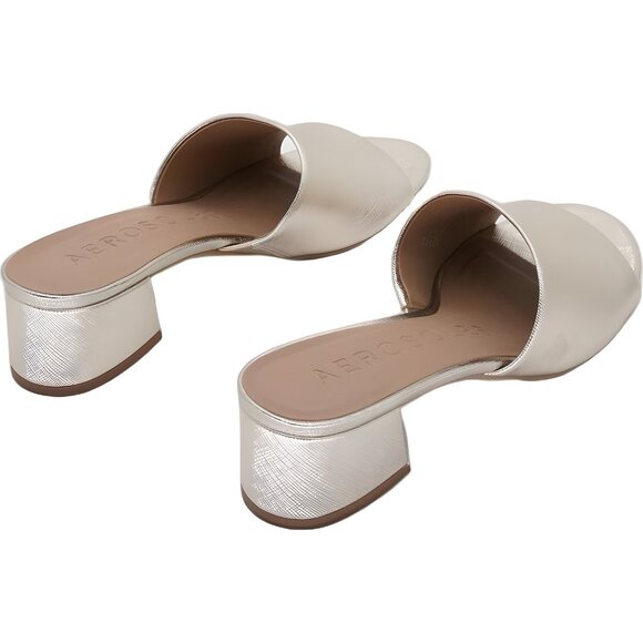 Aerosoles Como Gold Metallic Slide Sandals Block Heel Comfort Mules US 8M - Picture 3 of 6
